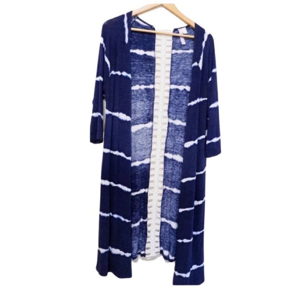 Alya long cardigan navy tie dye striped